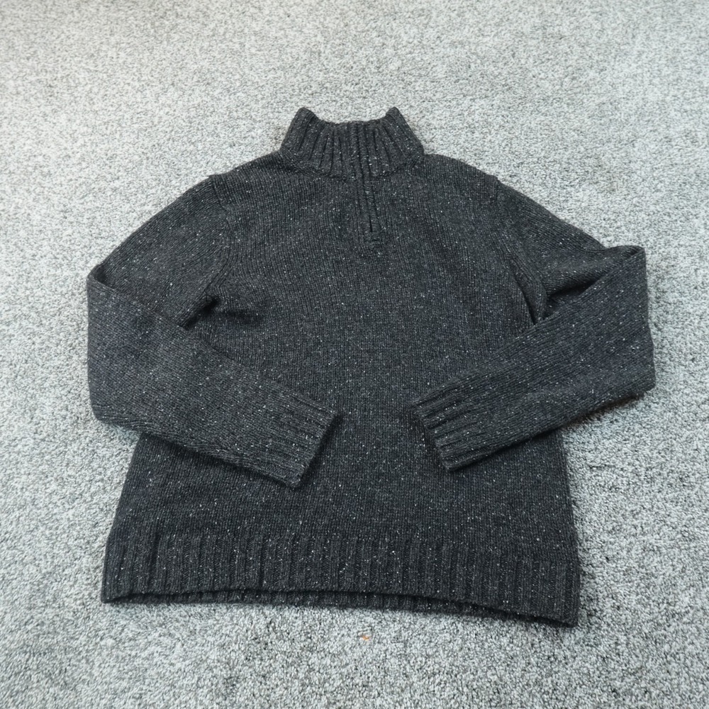 VTG Gap Sweater Mens S Gray Donegal Lambswool 1/4 Zip Knit Pullover Speckled Y2K